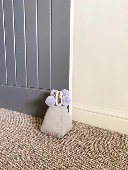 Grey Pompom Doorstop-1