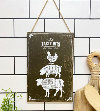 The Tasty Bits Wooden Hanging Plaque in Brown-3