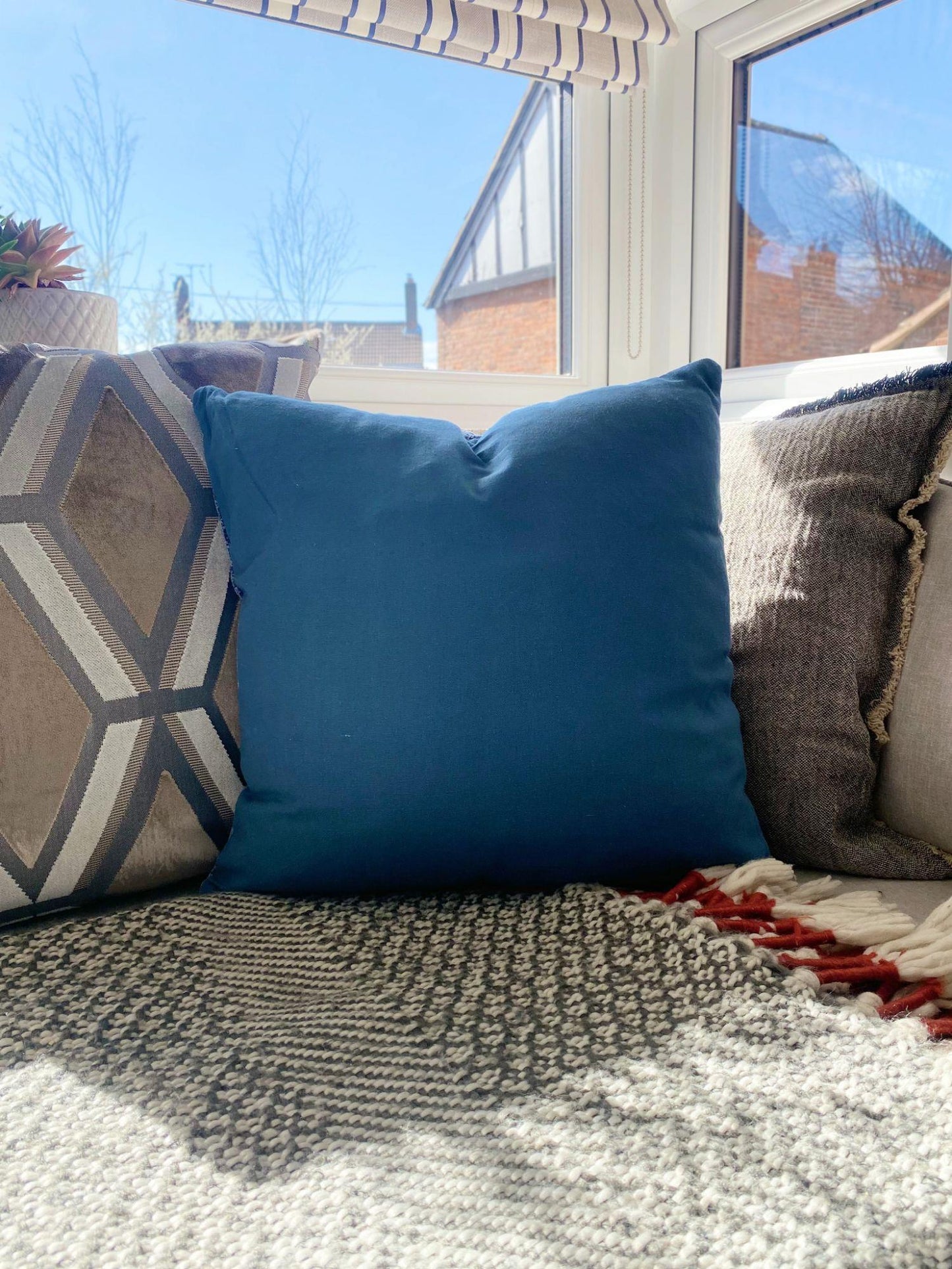 Blue Square Scatter Cushion-3