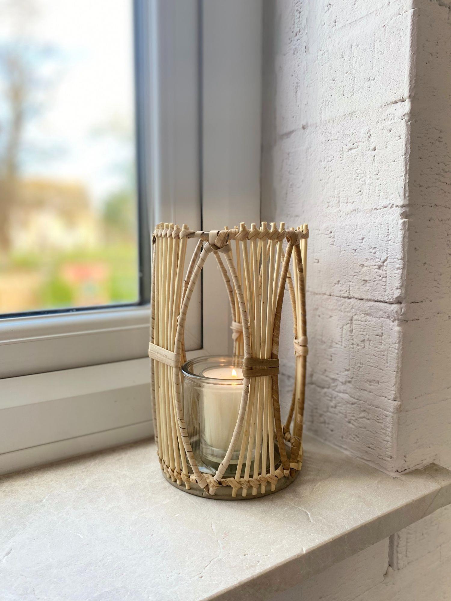 Rattan Candle Holder Small-1