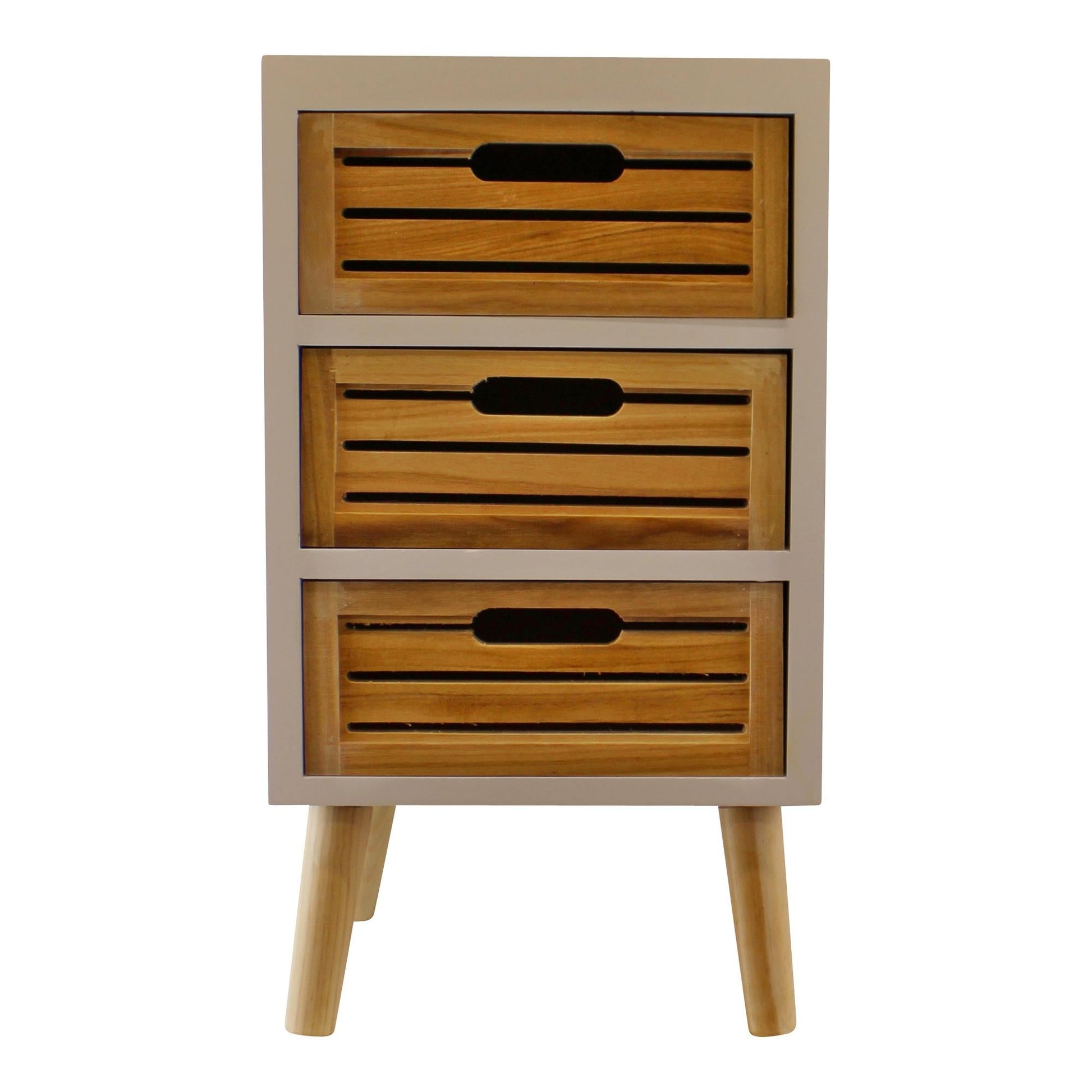 3 Drawer Unit In White With Natural Wooden Drawers With Removable Legs-4