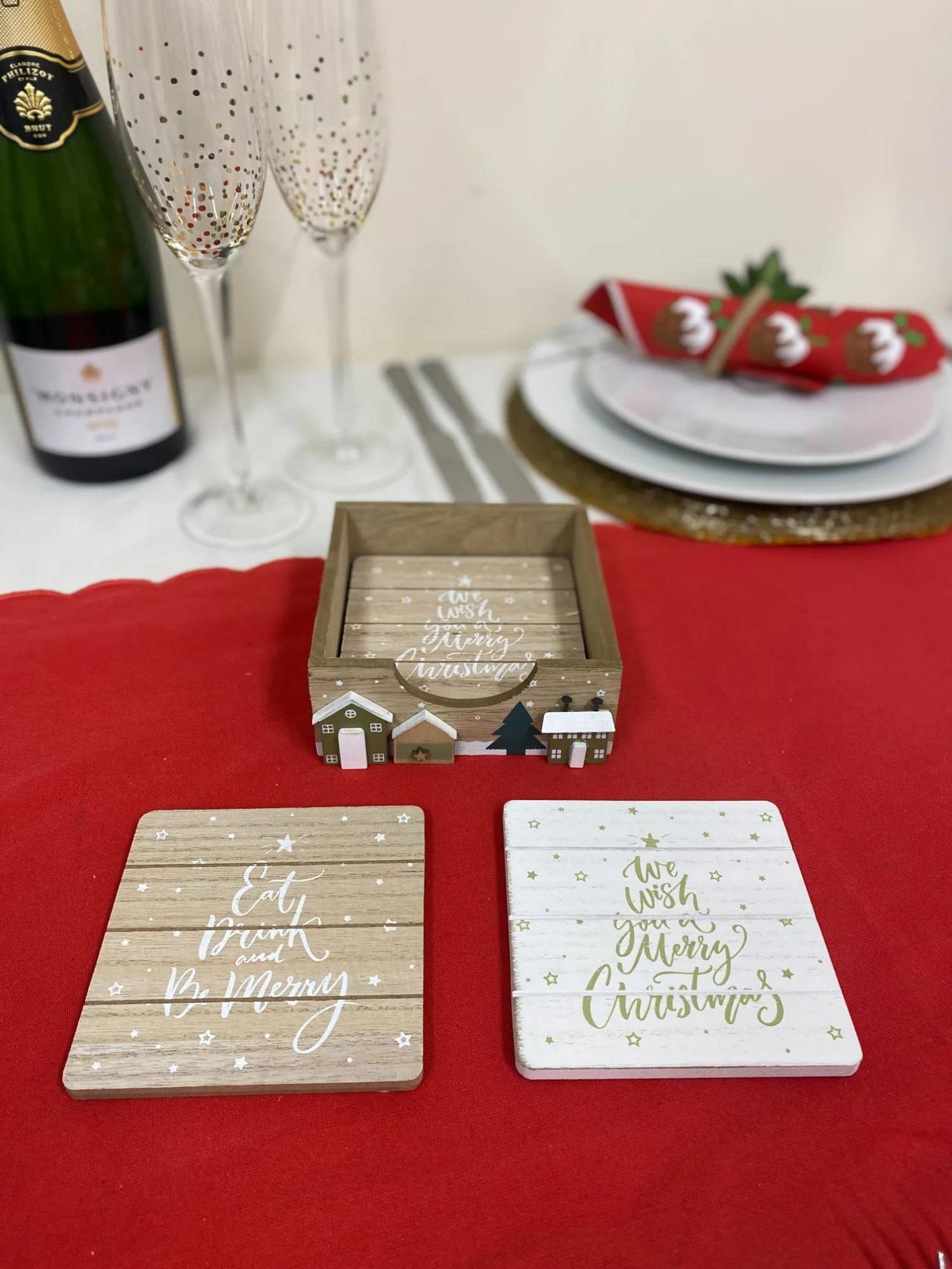 Set Of 4 Christmas Market Coasters-1