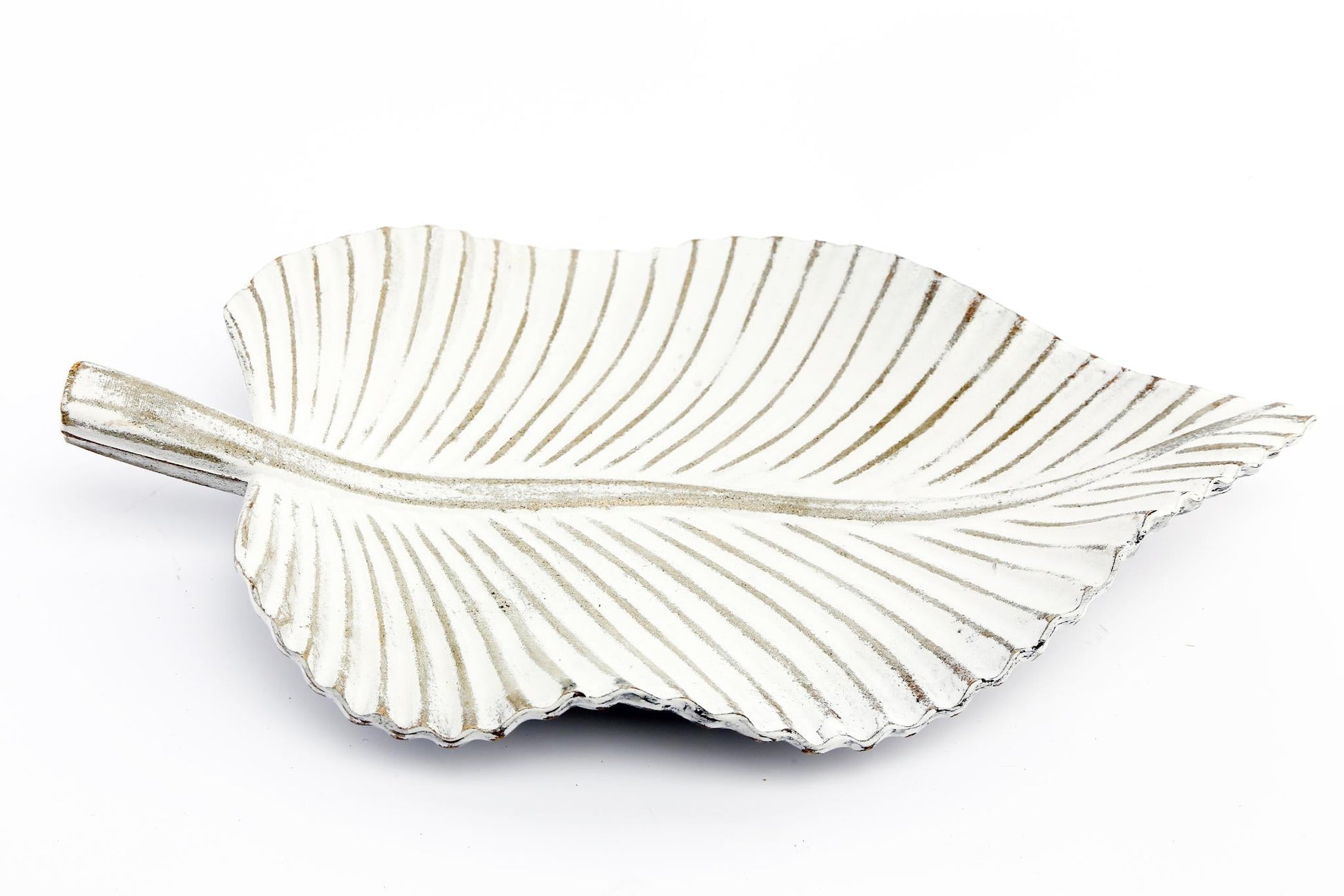 Antique White Leaf Tray-0