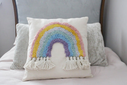 Rainbow Tassel Square Scatter Cushion-3