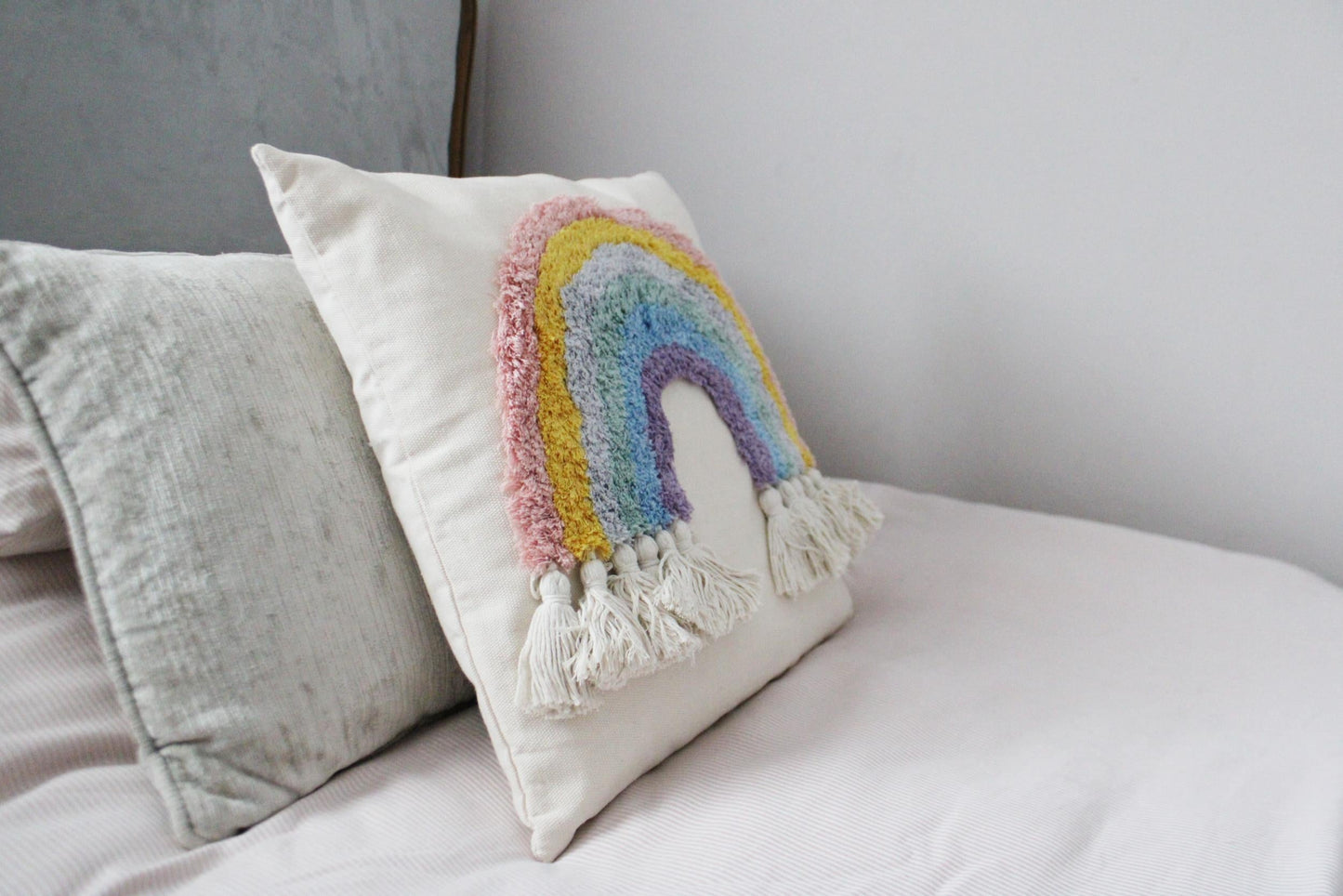 Rainbow Tassel Square Scatter Cushion-4