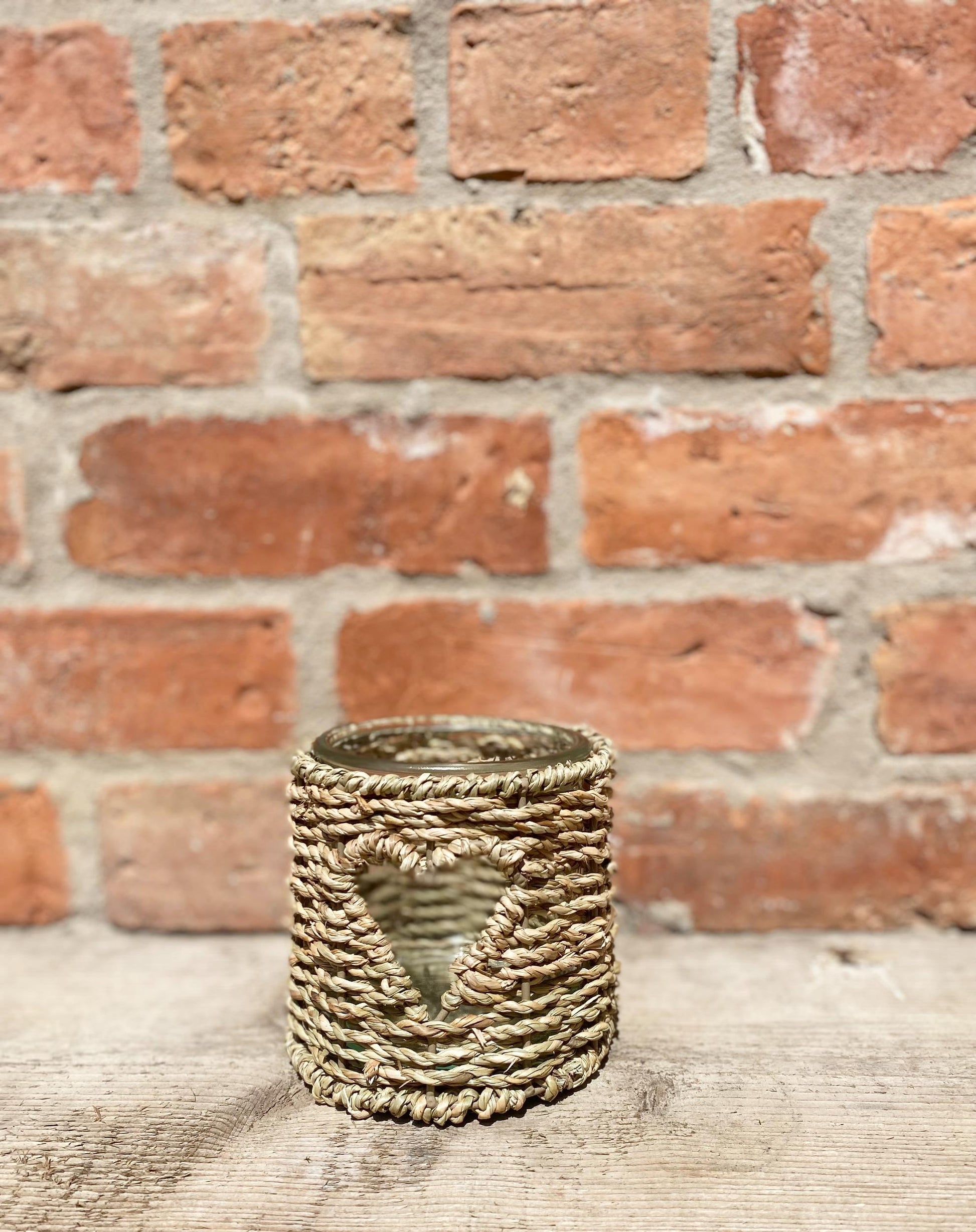 Small Seagrass Candle Holder-4