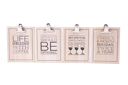 Set of Four Slogan Clipboards-0