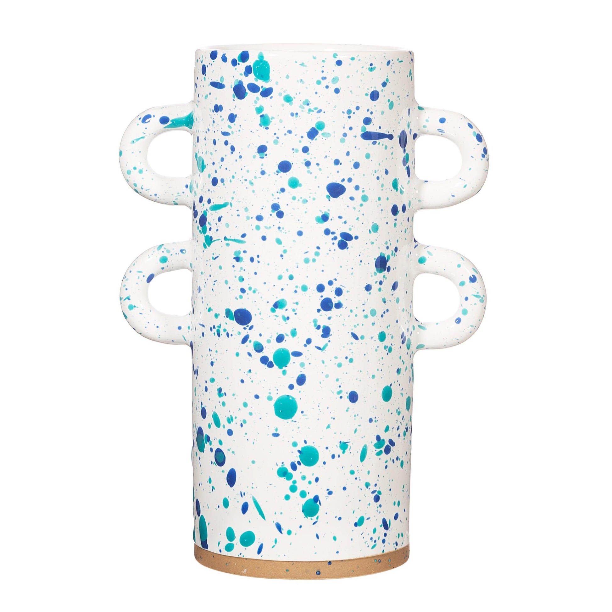 Turquoise and Blue Splatterware Large Vase-0