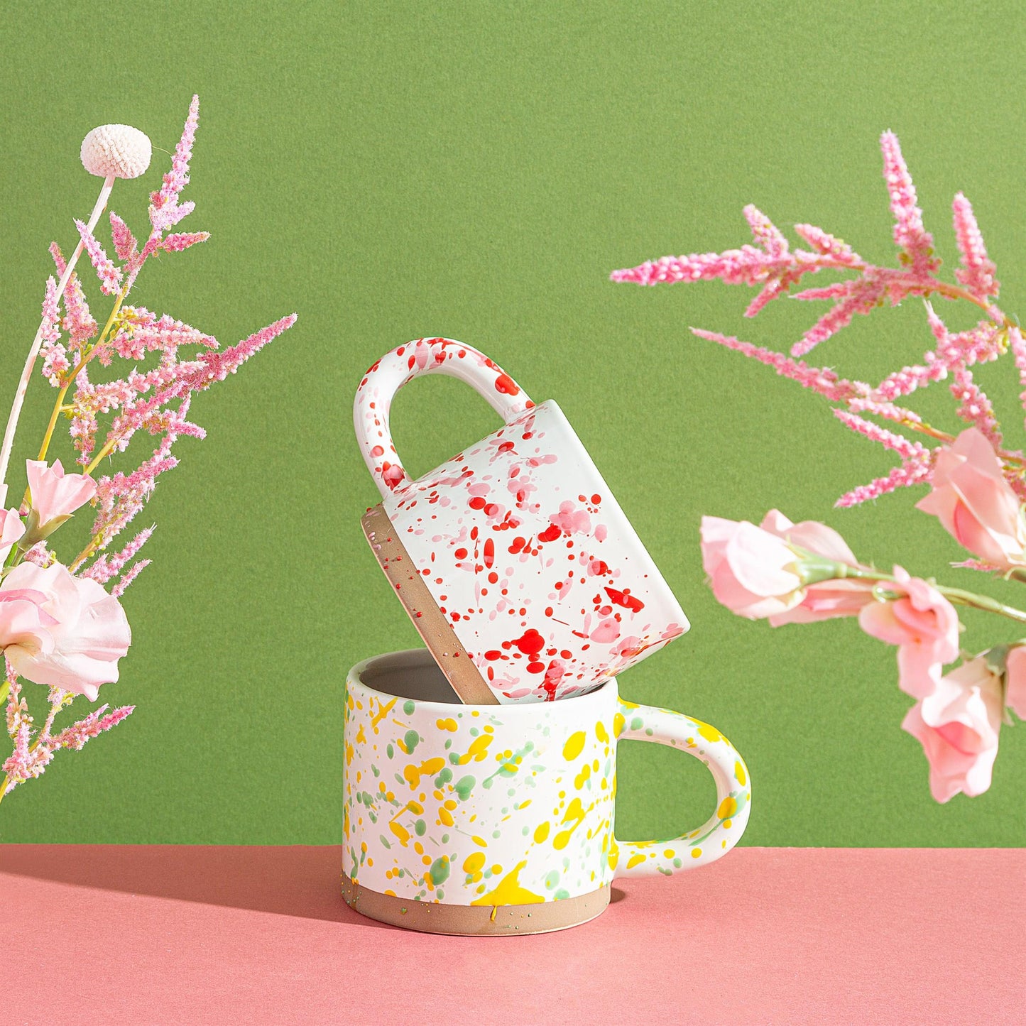 Pink and Red Splatterware Mug-3