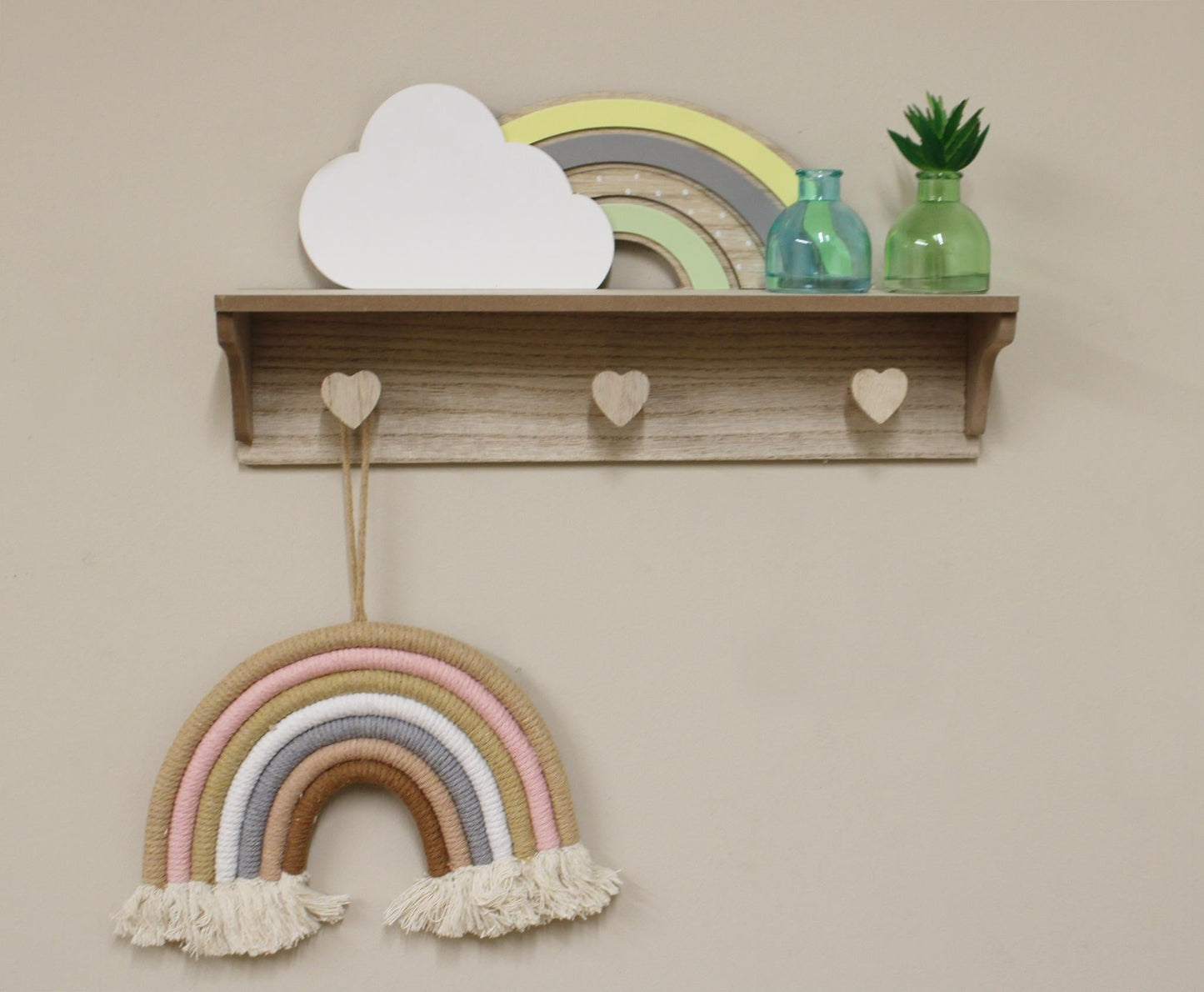 Rainbow and Cloud Shelf with Hooks-1