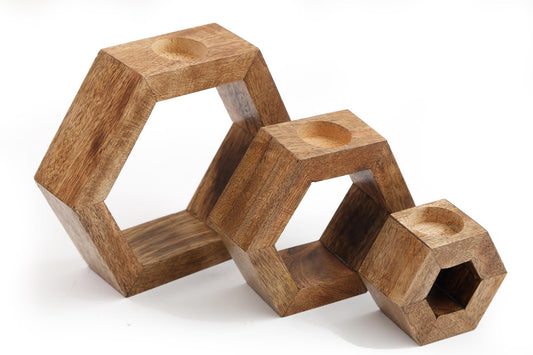 Set of Three Hexagon Tealight Holders-0