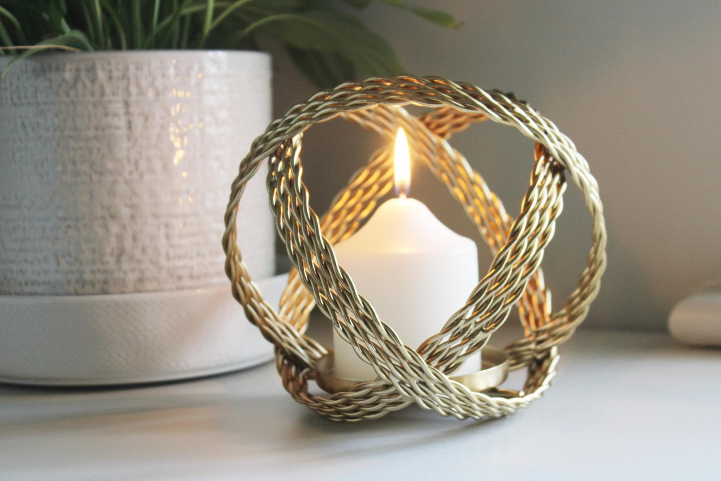 Gold Coloured Ball Candle Holder-2