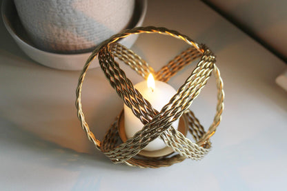 Gold Coloured Ball Candle Holder-3