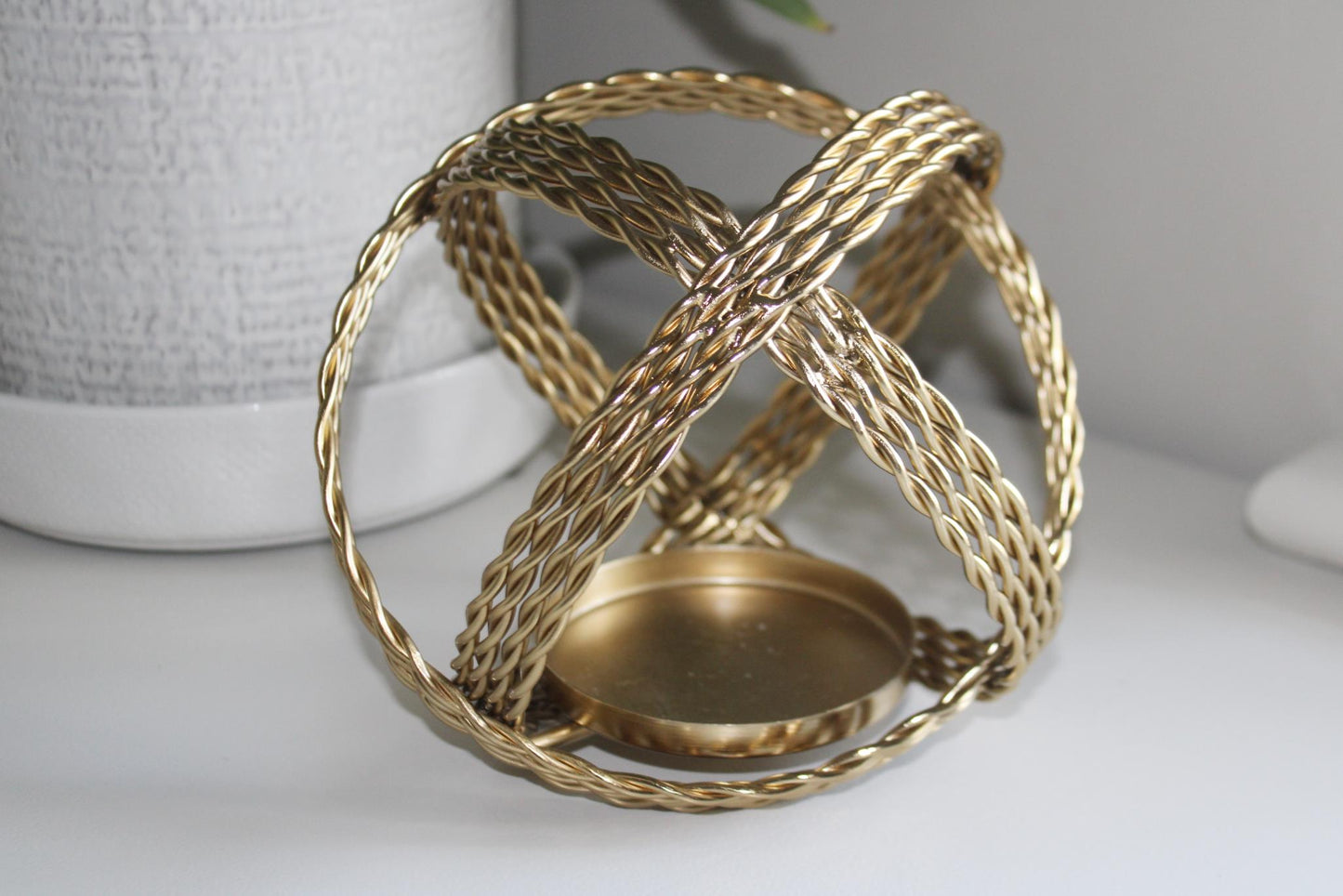 Gold Coloured Ball Candle Holder-4