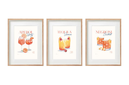 Set of Three Cocktail Recipe Wall Art in Frames-0