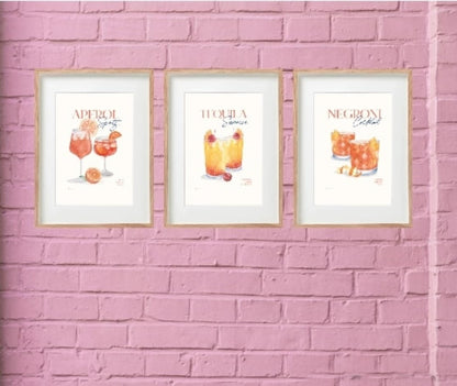 Set of Three Cocktail Recipe Wall Art in Frames-2