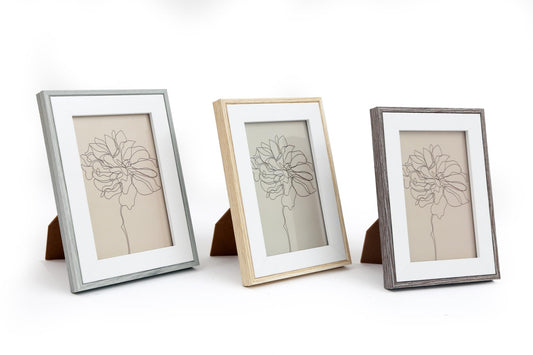 Set of Three Photo Frames with Wood Edge-0