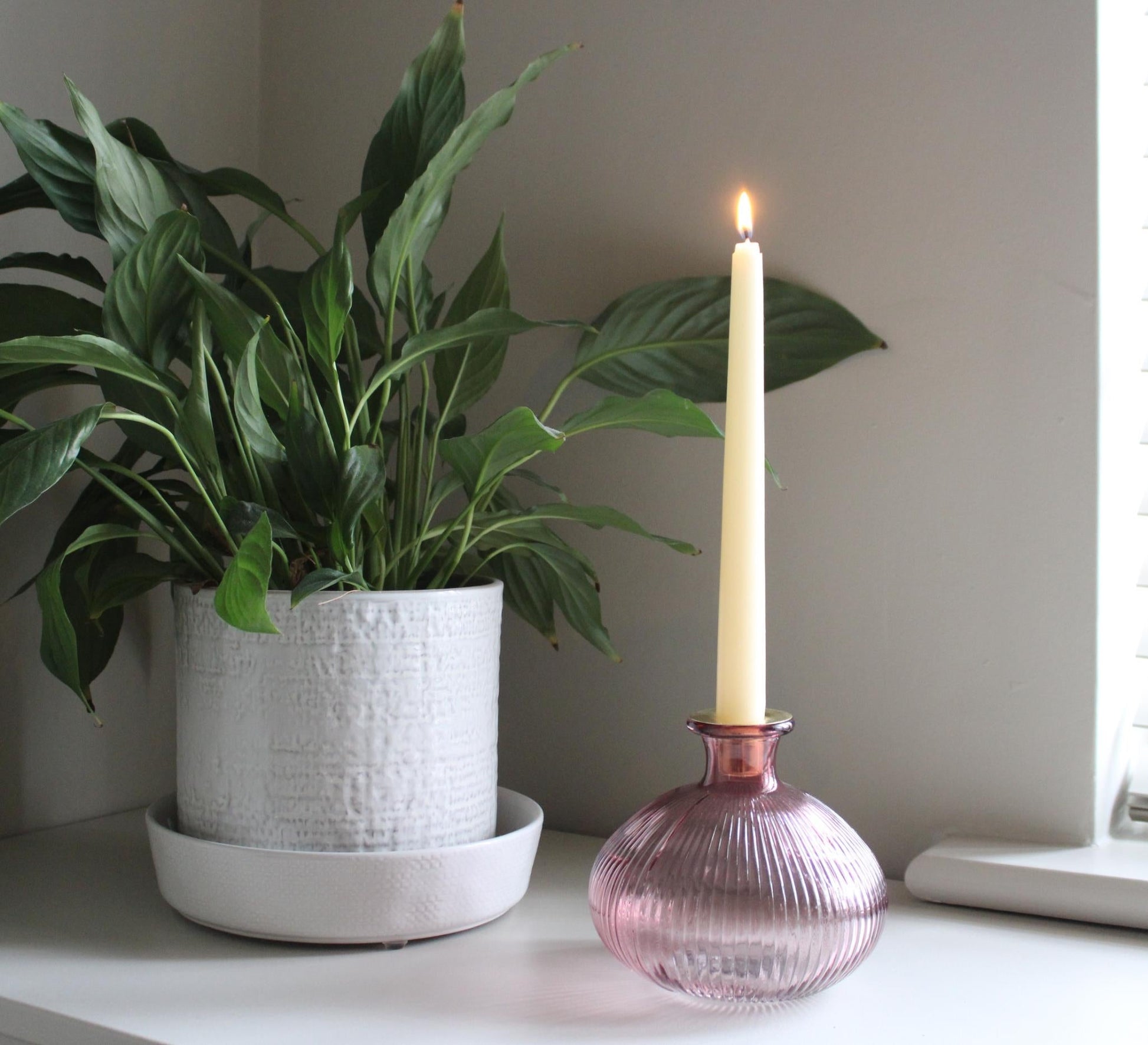 Pink Glass Candle Holder-1