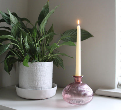 Pink Glass Candle Holder-1