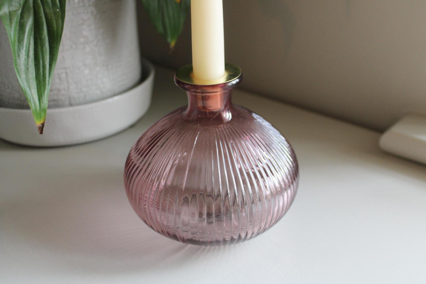 Pink Glass Candle Holder-3