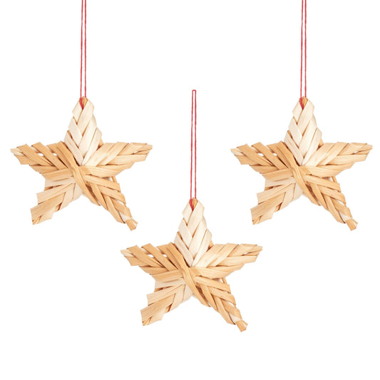 Straw Stars Hanging Decoration- Set of 3-0