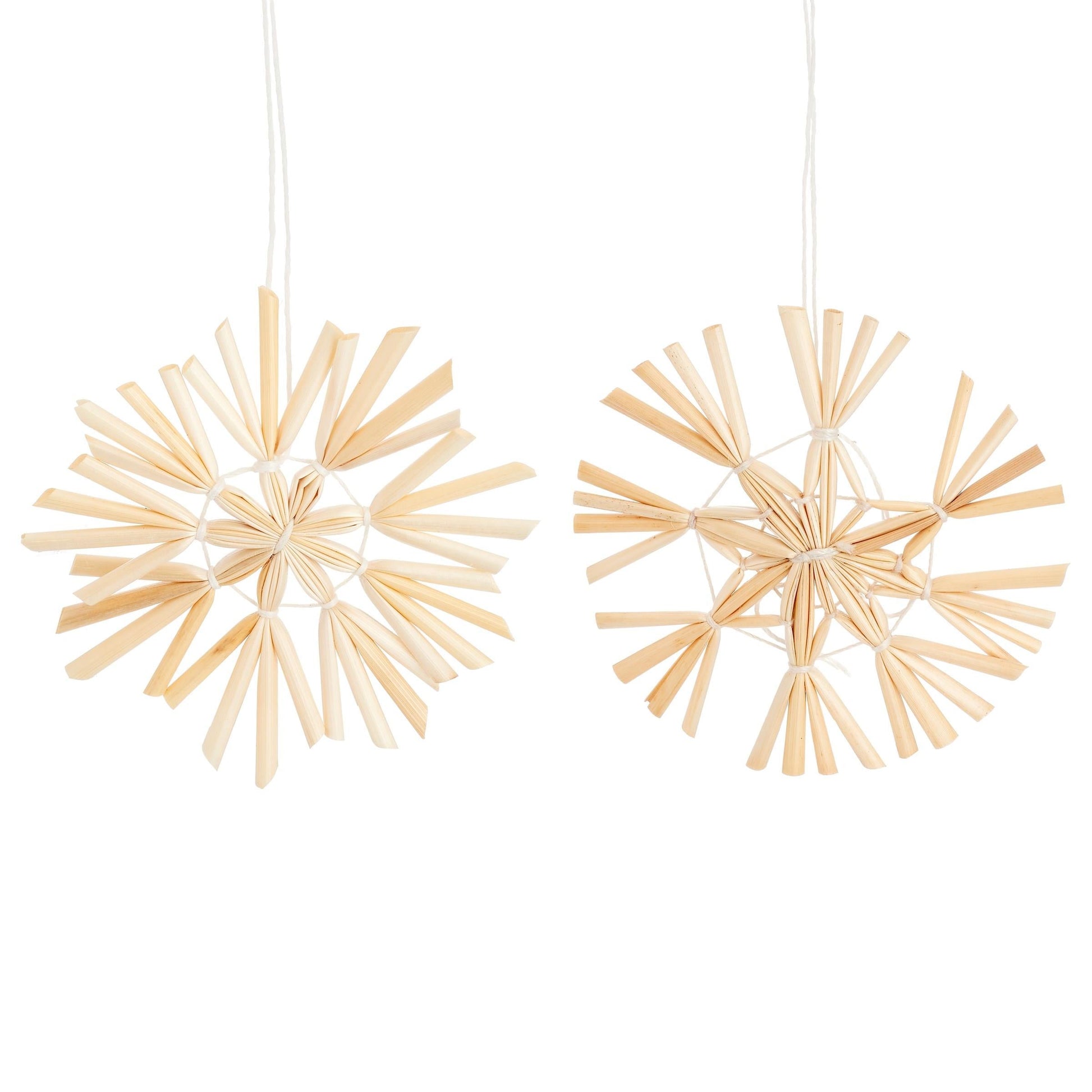 Small Straw Snowflake Hanging Decoration- Set of 8-0