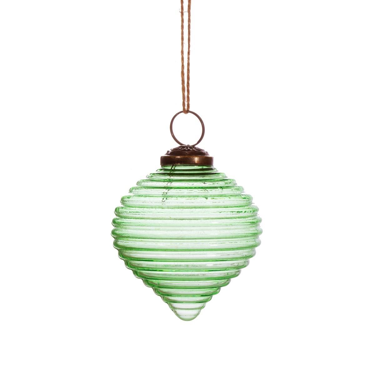 Green Recycled Glass Rippled Bauble-0