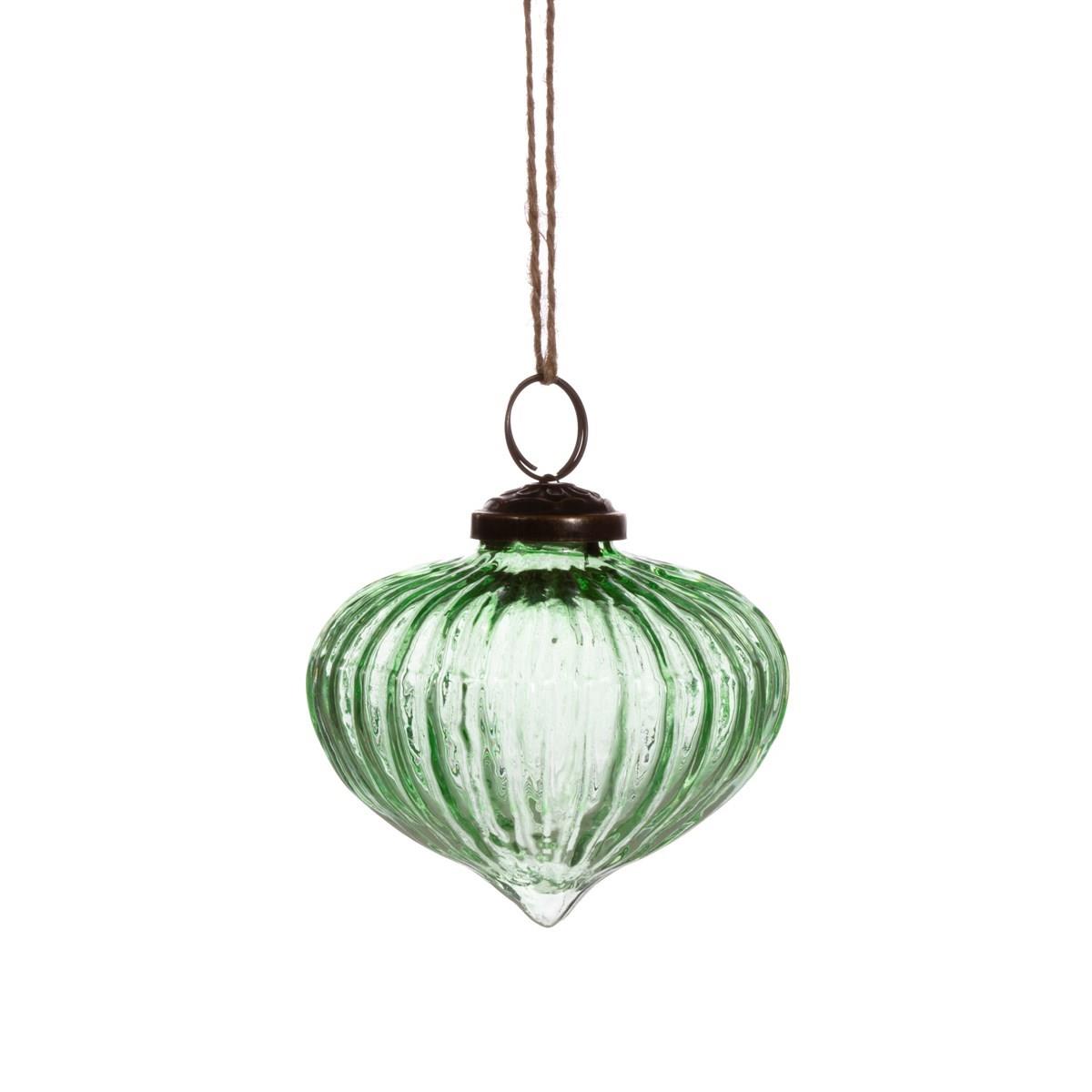 Green Recycled Glass Onion Bauble-0