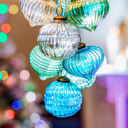 Clear Recycled Glass Grooved Bauble-1