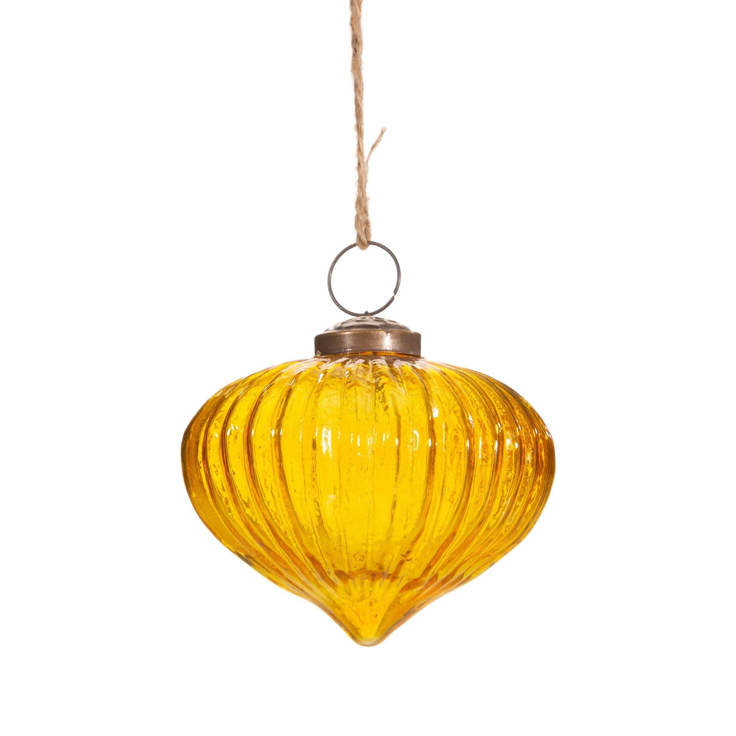 Amber Recycled Glass Onion Bauble-0