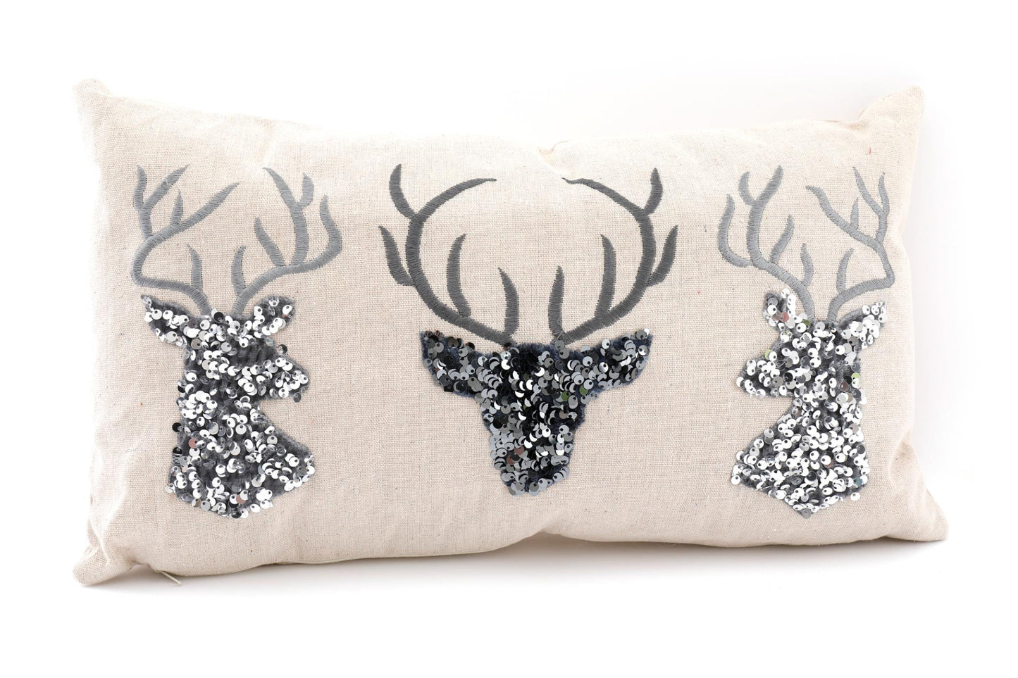 Silver Embellished Reindeer Cushion-0