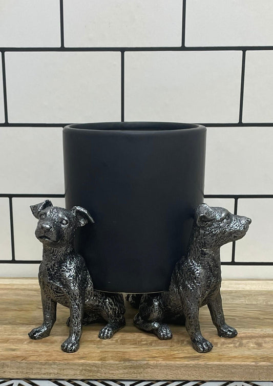 Set Of Silver Jack Russell Dog Pot Risers-0