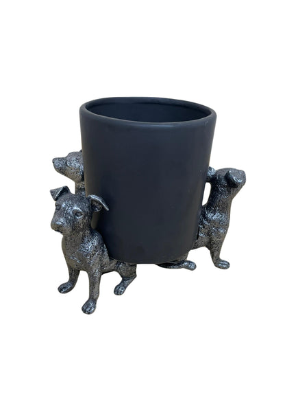 Set Of Silver Jack Russell Dog Pot Risers-1