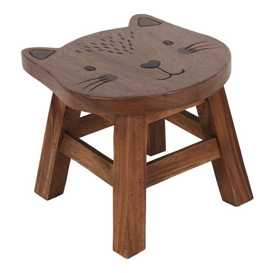 26cm Children's Wooden Cat Stool